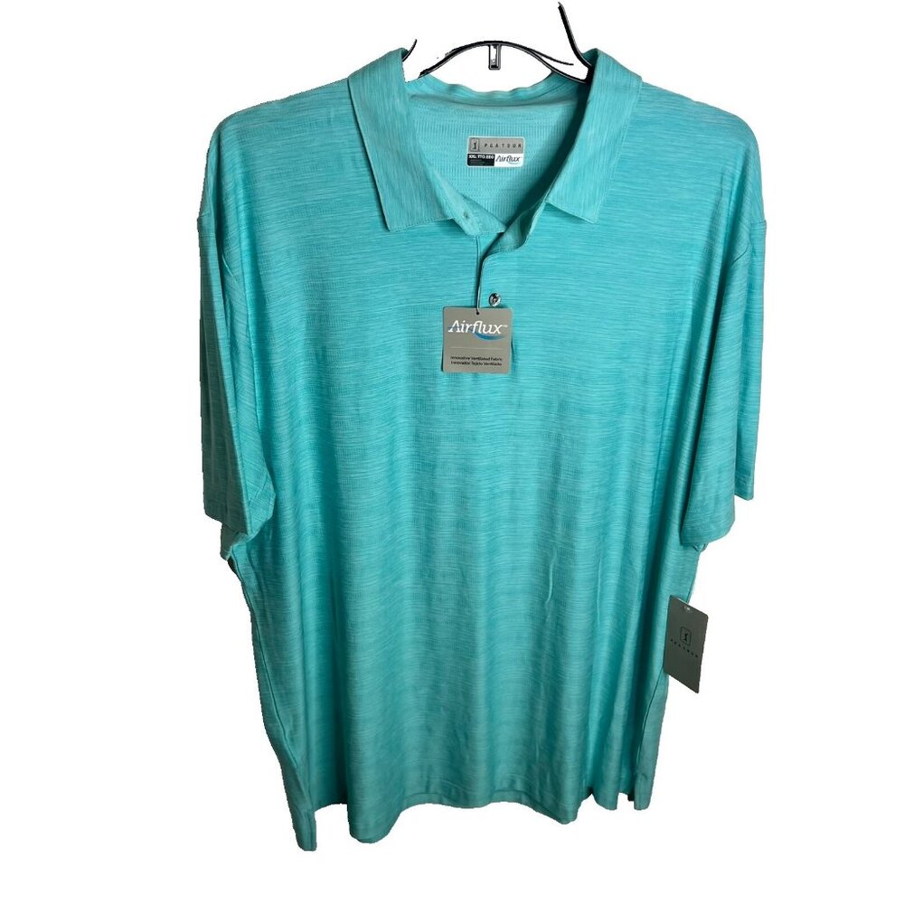 Pga Tour $65 Jasper Airflux Short Sleeve Performance Polo Shirt Blue Size S